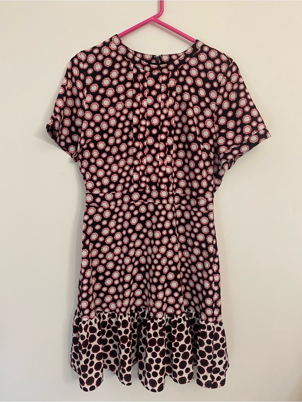 Maison Jules Black Dress with pink & White Geometric Print